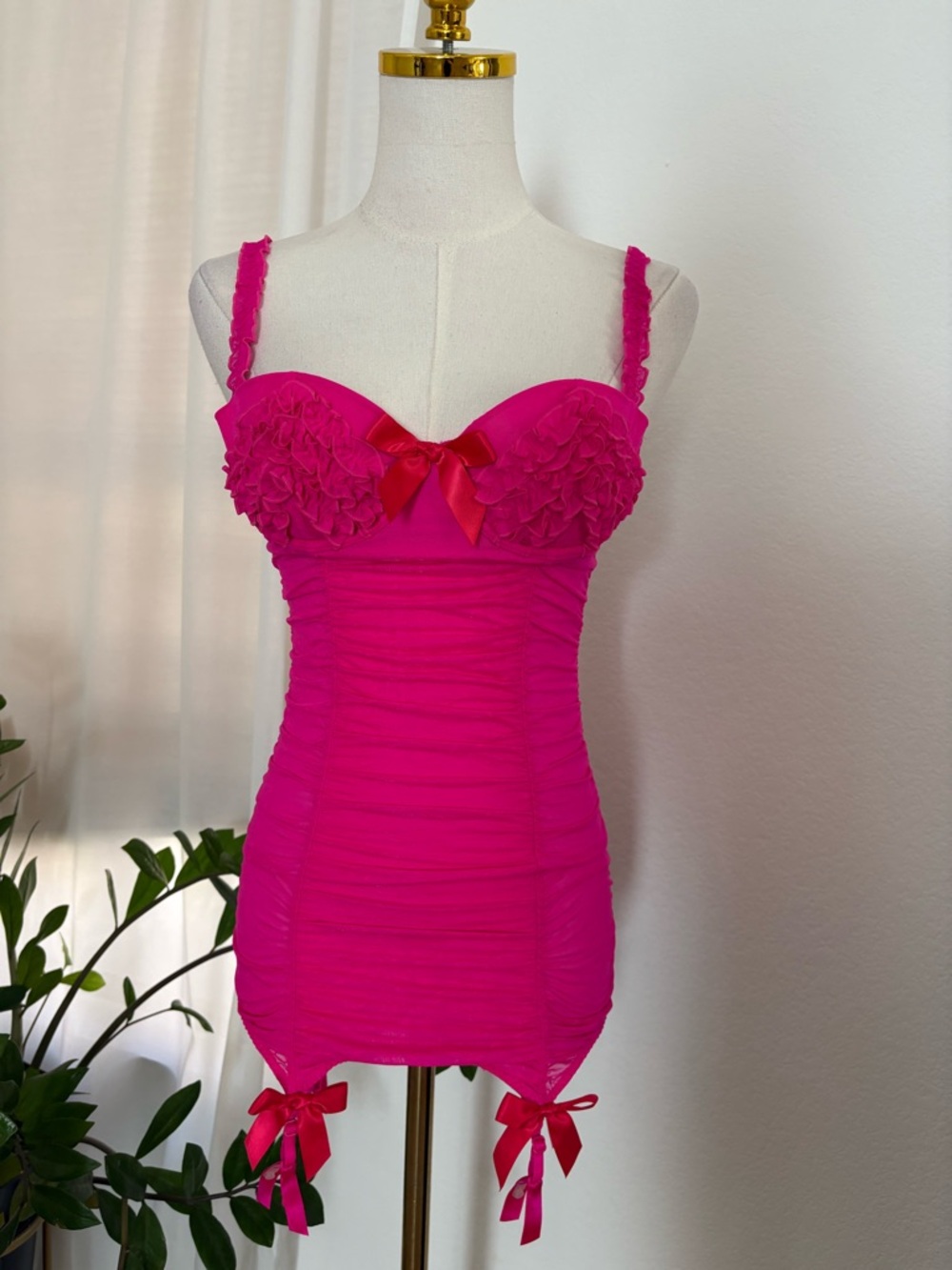 Victoria's Secret Bright Pink Lingerie Bra Strap Detail